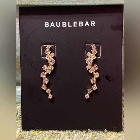 BaubleBar Jewelry - NWT BAUBLEBAR Farah Ear Crawlers Rhinestone Dangle Earrings Gold Tone